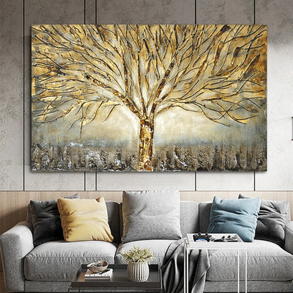 Gold Tree Oil Painting Poster