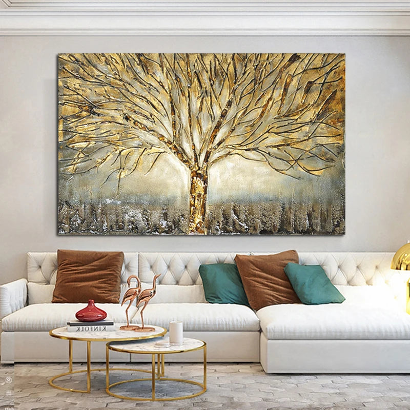 Gold Tree Oil Painting Poster