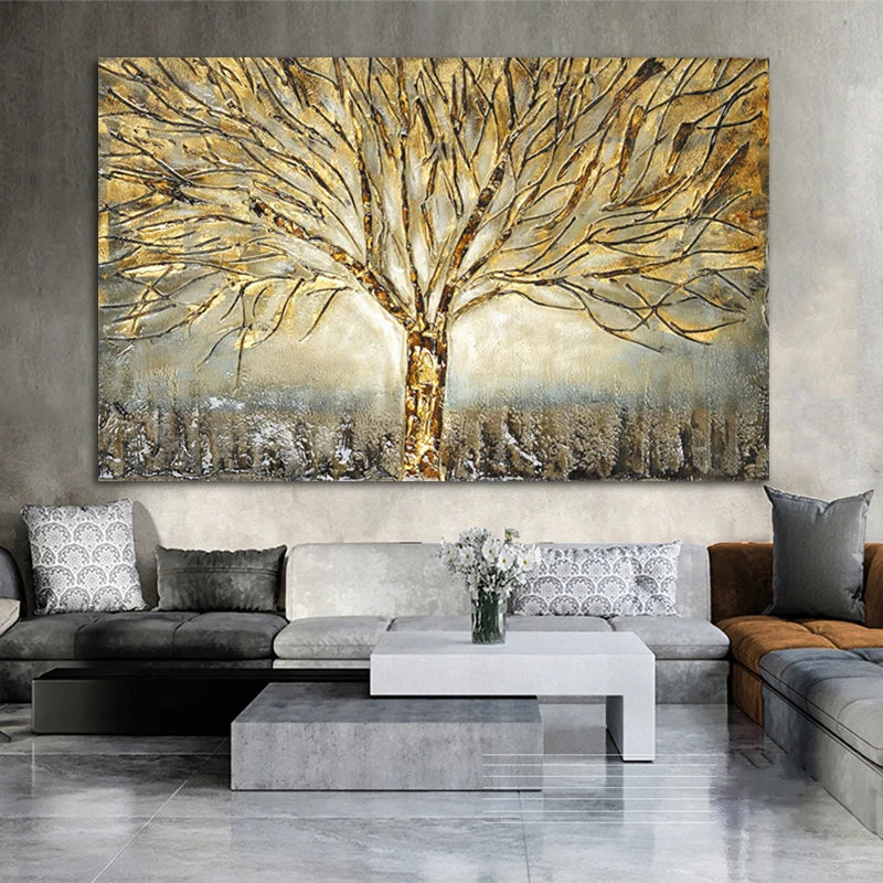 Gold Tree Oil Painting Poster