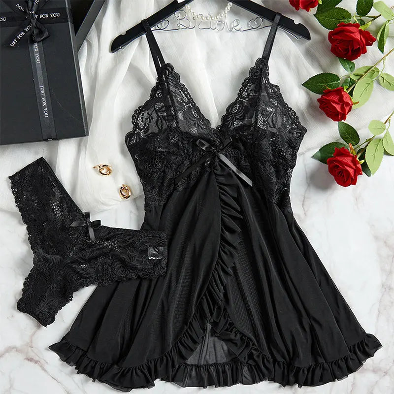 Ruffle Trim Lingerie Set