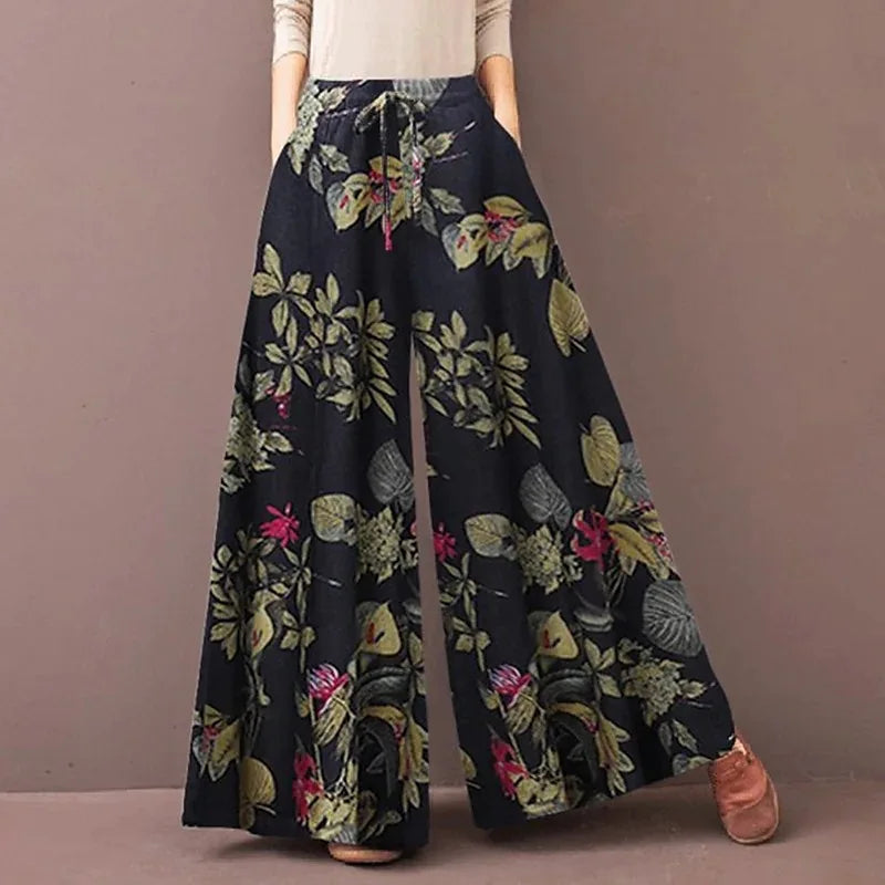 Women Floral Print Wide Leg Pant