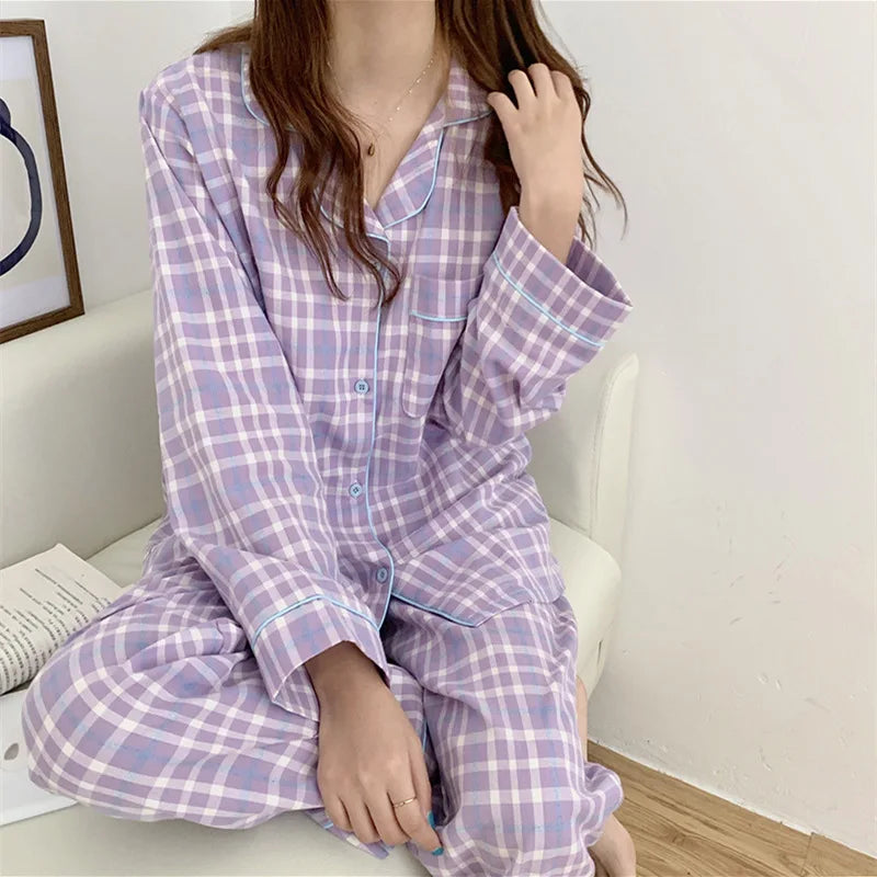 Women Autumn Sweet Plaid