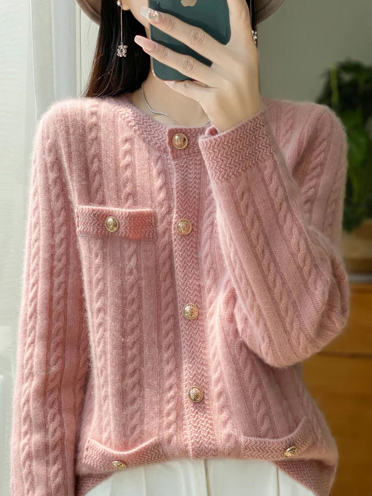 Women O-neck Cardigan