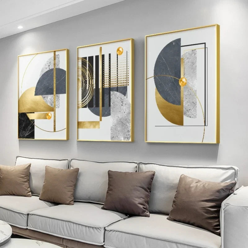 Modern Golden Abstract Geometric Art