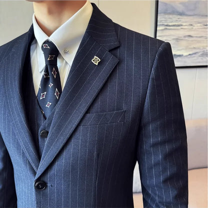 Style Luxury Striped Men Suit