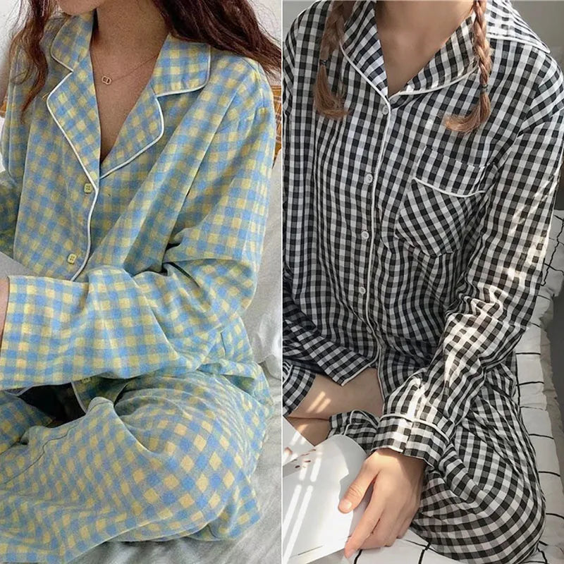 Women Autumn Sweet Plaid