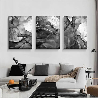 Modern Gray Black Marble Canvas