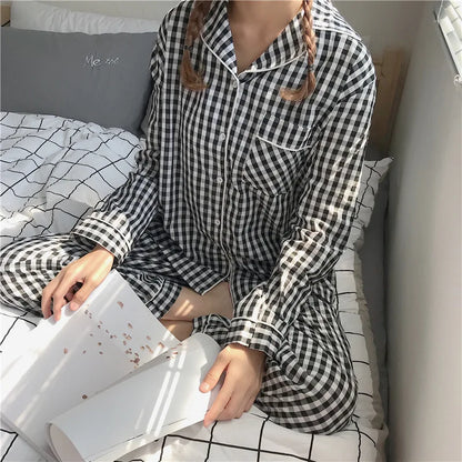 Women Autumn Sweet Plaid