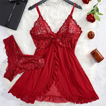 Ruffle Trim Lingerie Set