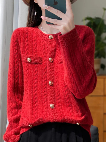 Women O-neck Cardigan