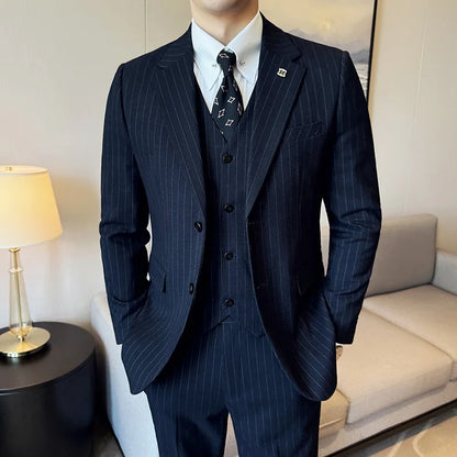 Style Luxury Striped Men Suit