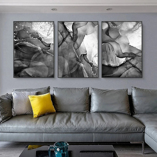 Modern Gray Black Marble Canvas