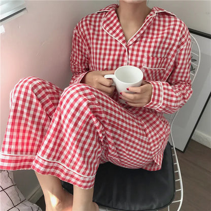 Women Autumn Sweet Plaid