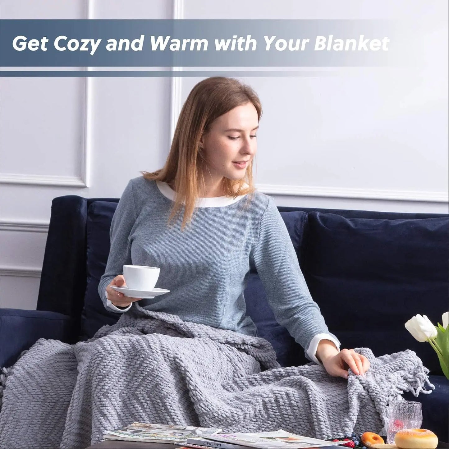 Grey Throw Soft Blanket