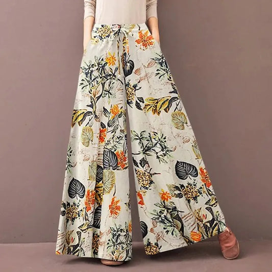 Women Floral Print Wide Leg Pant