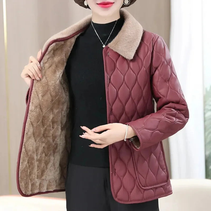 Wine Red Plush Winter Jacket